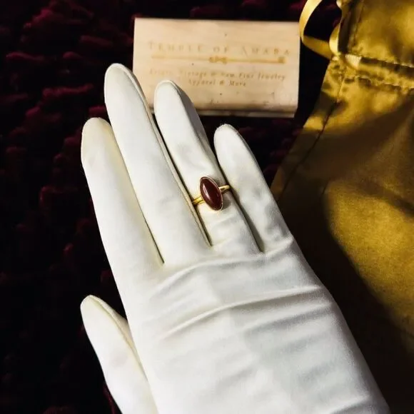 Antique 10k Gold Cabochon Carnelian Ring Size 4.5 Georgian Vintage Ring 2.8g - Picture 7 of 16